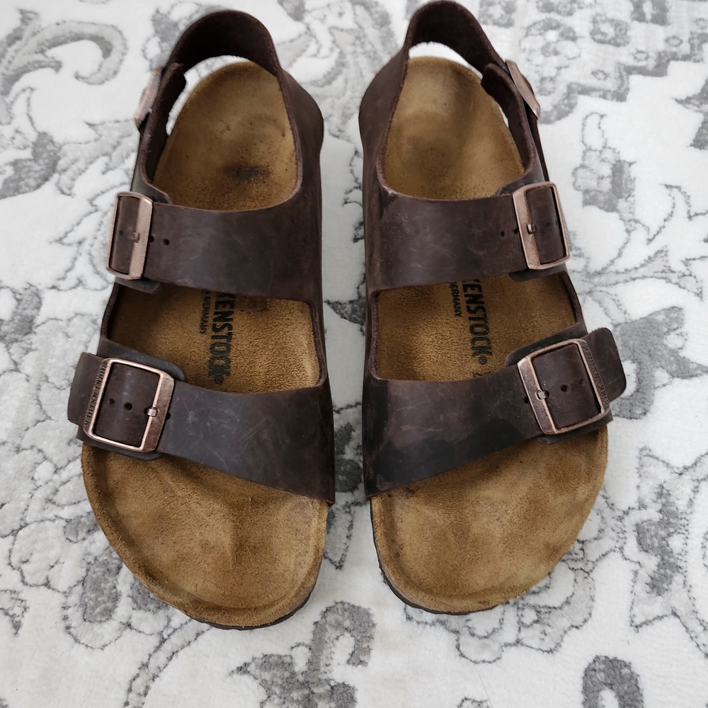 Birkenstock Brown Leather Sandals with Buckles